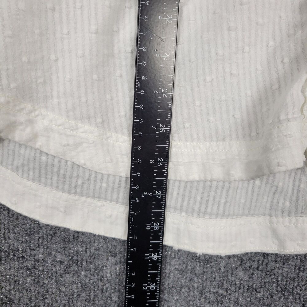 PILCRO Oversized Ruffled Blouse White Swiss Dot Striped Button Up Top SIZE XL - Picture 14 of 15
